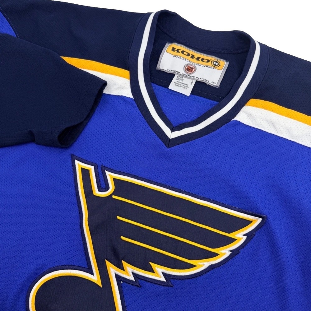 KOHO St Louis Blues Hockey Jersey Mens L Blue NHL Vintage Air Knit Fan Apparel